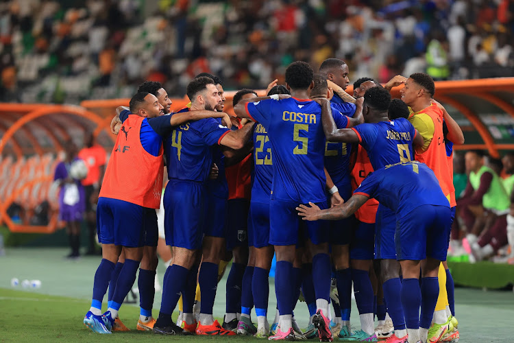 Cape Verde players celebrate during their match against Ghana