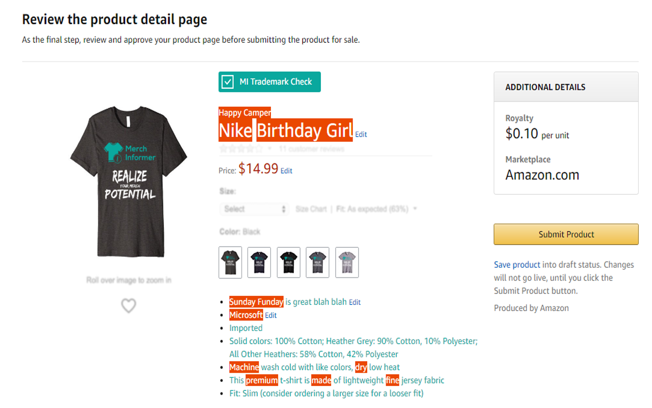 Merch by Amazon Trademark Protection Preview image 0