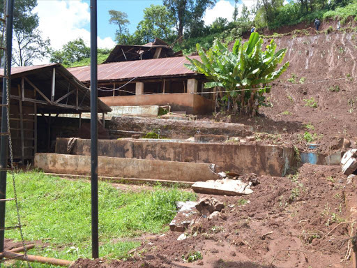 Marumi coffee factory that was damaged by a landslide in Kigumo sub county, Murng'a county.