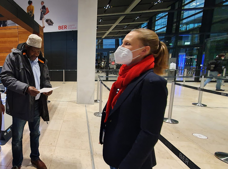 Lawter Miguna Miguna at Berlin airport.