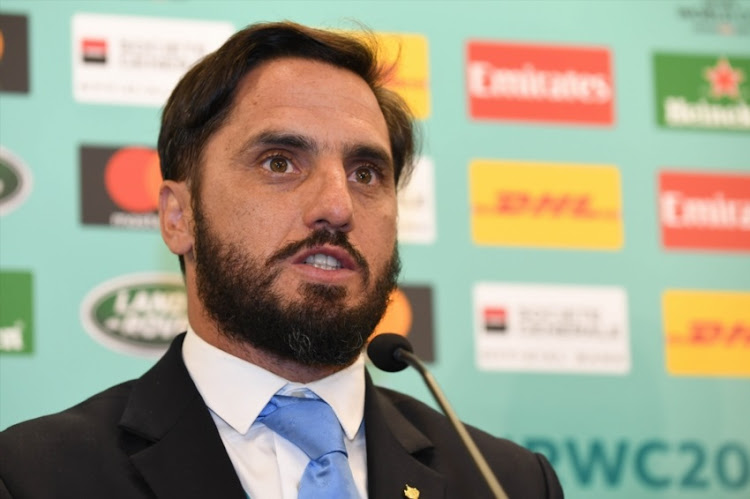 World Rugby vice chairman Agustin Pichot attends a press conference after the Rugby World Cup Pool Draw at the Kyoto State Guest House on May 10, 2017 in Kyoto, Japan.