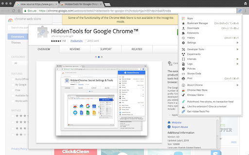 HiddenTools for Google Chrome™