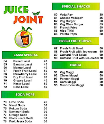 Juice Joint menu 