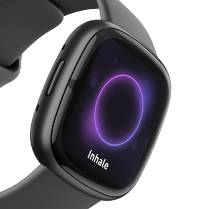 Smartwatch che mostra la funzione di respirazione guidata