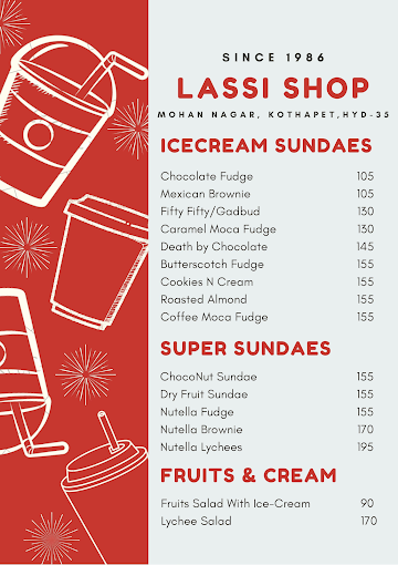 Lassi Shop menu 