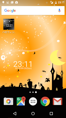 ハロウィン イメージ 時計つきライブ壁紙 無料版 Free Android