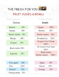 The Fresh For You Fruit Juices & Bowls menu 1