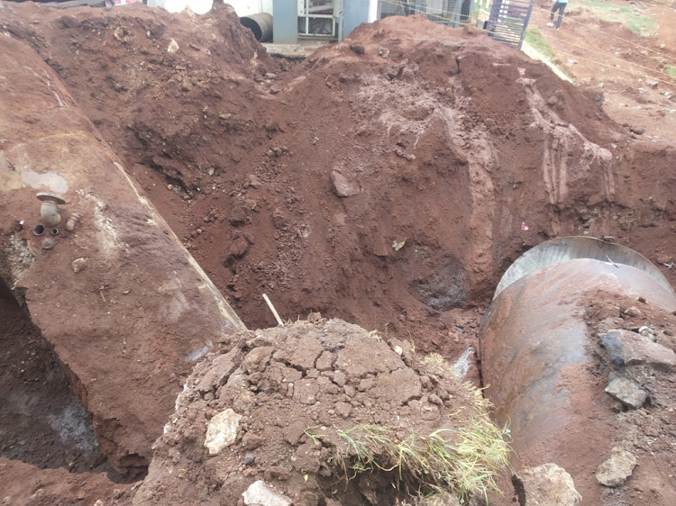 The oil tanks that were being removed at Shell petrol station in Gatundu town on Tuesday.