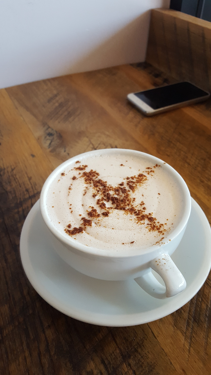 Chai tea latte with soy milk. Probably one of the best chai tea lattes my boyfriend & I have ever had!