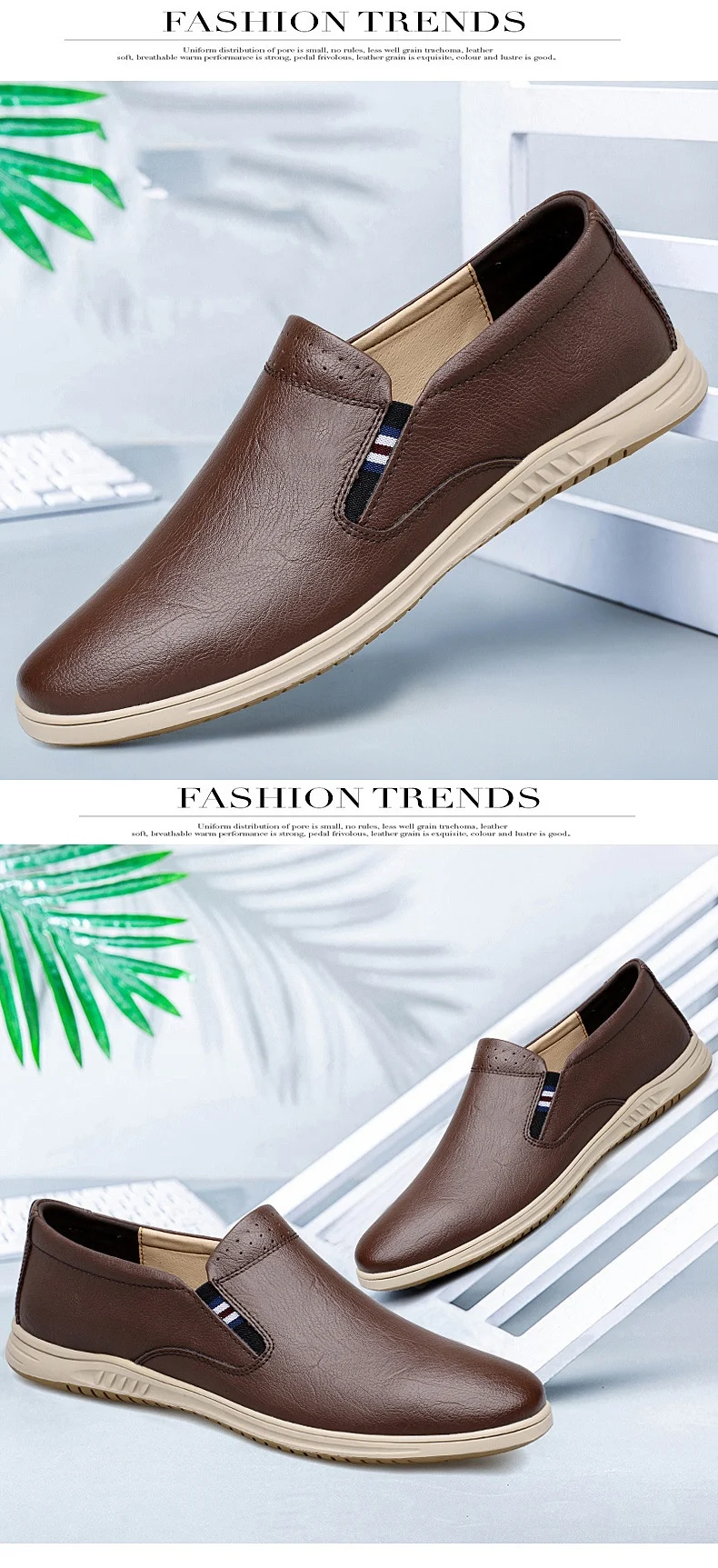 Title 4, Chaussures homme plates décontractées en cuir d...