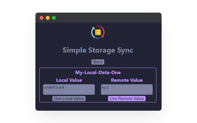 Simple Storage Sync chrome extension