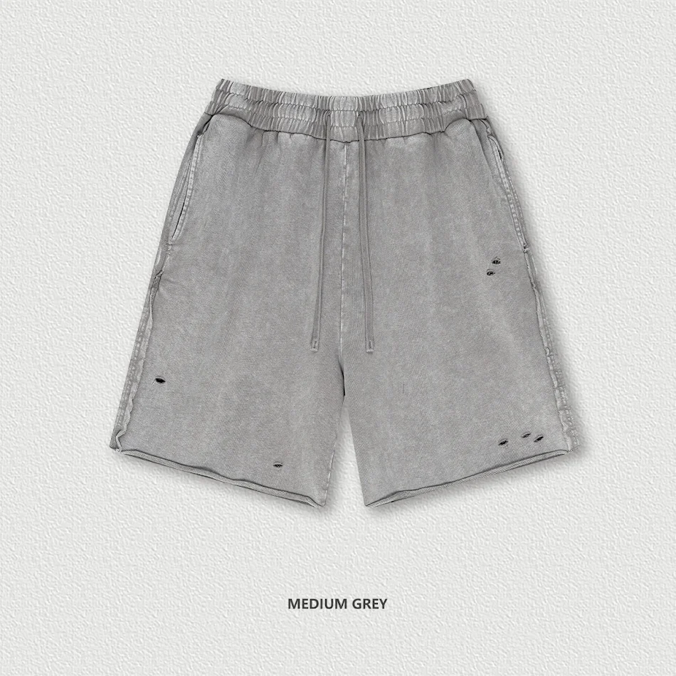 Men's Washed Waxed Over-the-knee Shorts, Fifth Pants Style, Comfortable and stylish shorts, perfect for a casual, modern