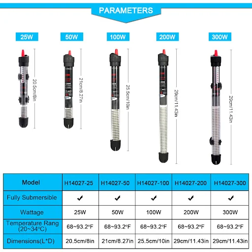 Submersible Aquarium Heater Fish Tank Adjustable Constant Temperature Control Heating Rod Aquarium Fish Aquatic Supplies