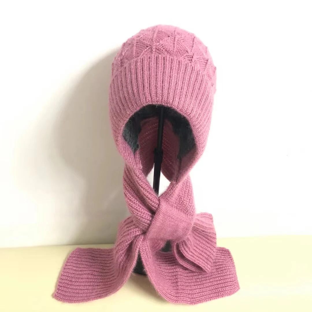 Title 8, Chapéu feminino de uma peça com cachecol, quent...
