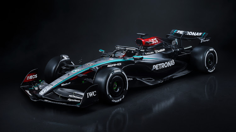 The W15 car has a silver nose, marking the 90th anniversary of Mercedes' famed 'Silver Arrows', plus the familiar red, green and black of recent seasons.