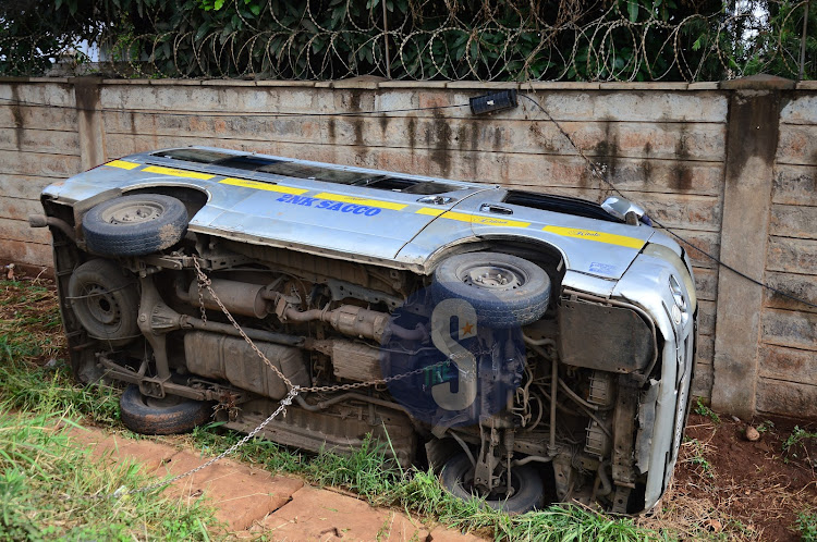 The 11-seater matatu that overtuned along Waiyaki Way on February 28, 2024