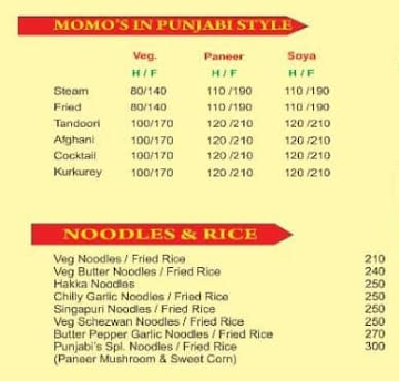 Punjabis menu 