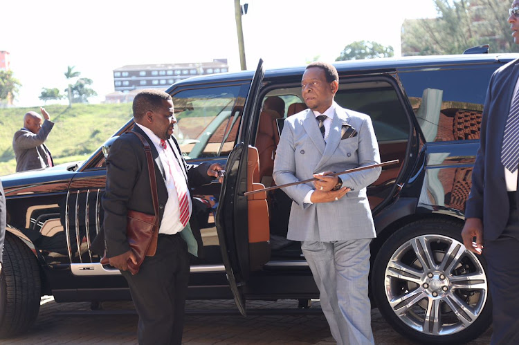 King Goodwill Zwelithini arrives at the University of Zululand on May 4, 2018 to be conferred with an honorary doctorate.