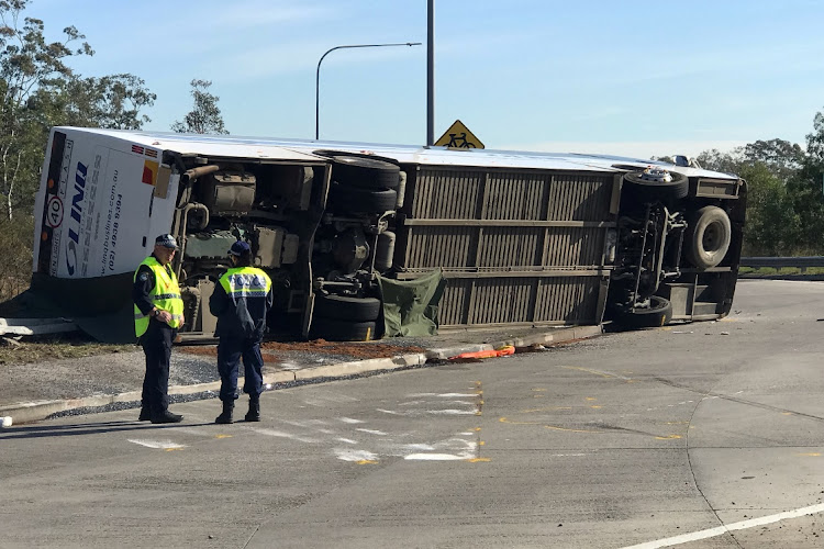 The scene of a bus crash in the NSW Hunter Valley, Australia, June 12, 2023.