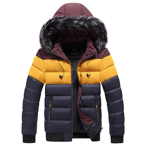 Title 2, Trendy short padded coat with a thick fur colla...