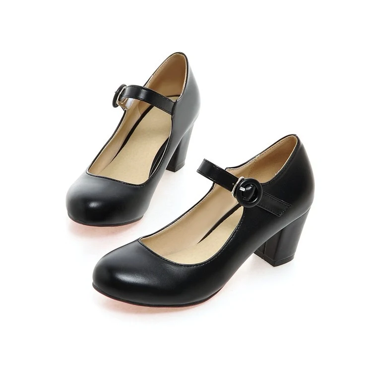 Title 6, Damen High Heels mit Schnalle, Frühling, runder...