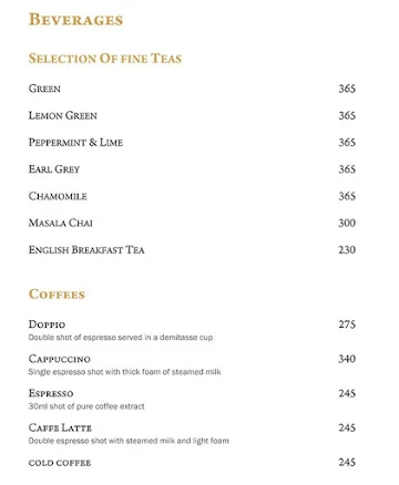 Villa Bistro menu 