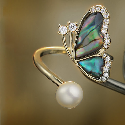 Title 3, Butterfly Adjustable Freshwater Pearl Fashion R...
