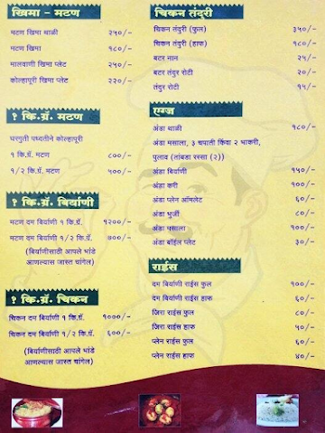 Punyat Kolhapur menu 