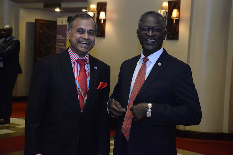 UN resident coordinator Siddharth Chatterjee with Ministry of Foreign Affairs directorate of international conference Amb Ben Ogutu