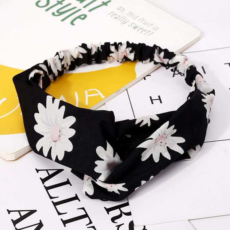 Bandeau élastique croisé Fleur Série Forêt, confortable et élégant, idéal pour maintenir vos cheveux et sublimer votre coiffure.