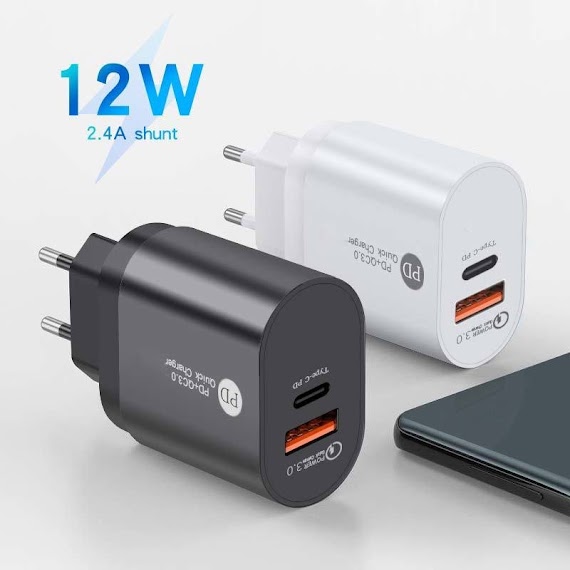 Củ Sạc Nhanh Usb + Usb C Thông Dụng Thích Hợp Cho Iphone Ipad Samsung Huawei Xiaomi