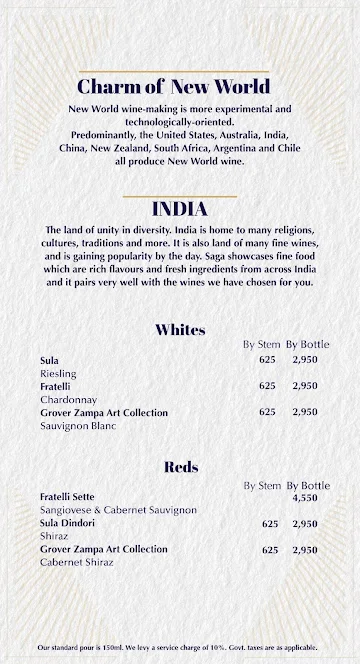 Saga - Cuisines Of India menu 