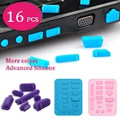 Set 16 Nút Silicone Bịt Lỗ Cắm Chống Bụi Cho Laptop