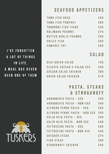 Tuskers menu 