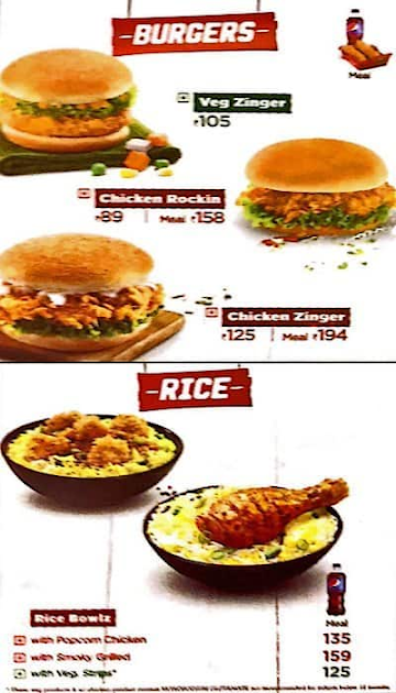 KFC menu 