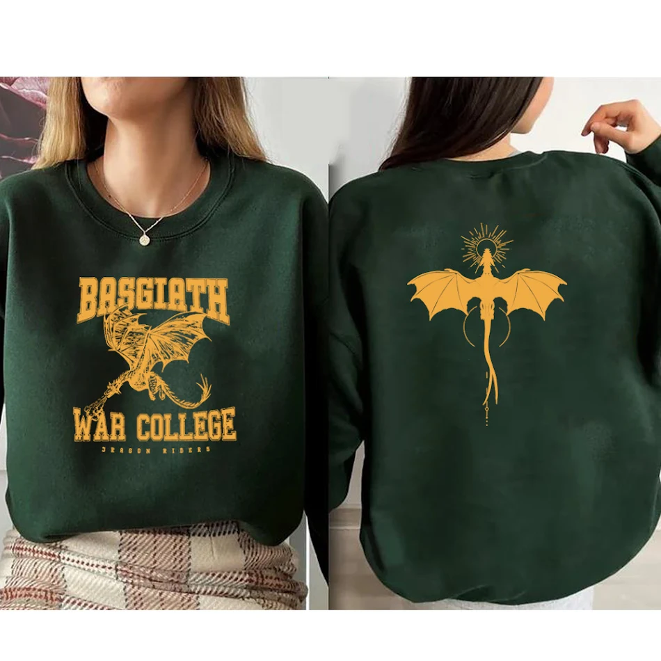 Sweat-shirt vintage Fourth Wing Dragon Rider 2 Side Print Bas