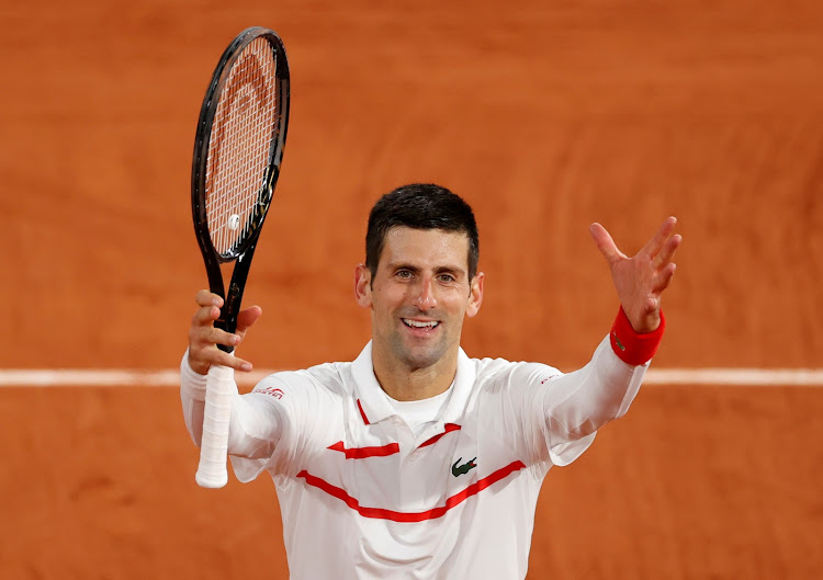 Serbia's Novak Djokovic celebrates after winning his third round match against Colombia's Daniel Elahi Galan Riveros