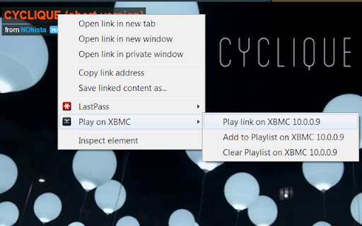 Play on XBMC chrome extension