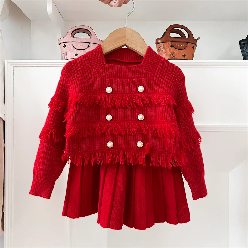 Tassel Knitted Long Sleeve Two-piece Set, offers both comfort and style, a versatile outfit perfect for everyday wear or