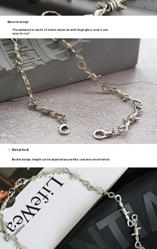 Title 6, Retro Hip Hop Alloy Thorn Necklace and Bracelet...