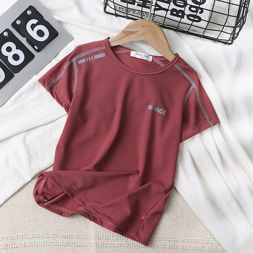 Title 4, Comfortable round neck mesh half-sleeved blouse...