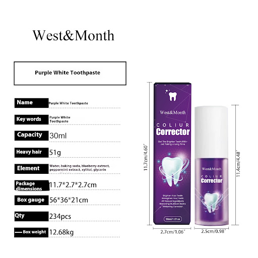Title 1, Purple Whitening Toothpaste Cleaning Care. Achi...