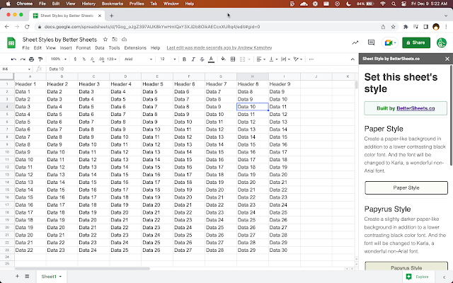 Sheet Styles - Google Workspace Marketplace