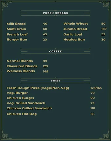 Punav Bakers menu 