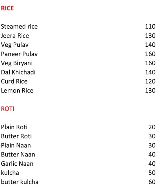 Shri Krishna Pure Veg menu 