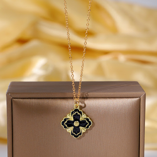 Title 2, Korean High-end Shell Diamond Clover Necklace f...