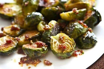 Roasted Brussels Sprouts with Cranberry Pistachio Pesto Recipe