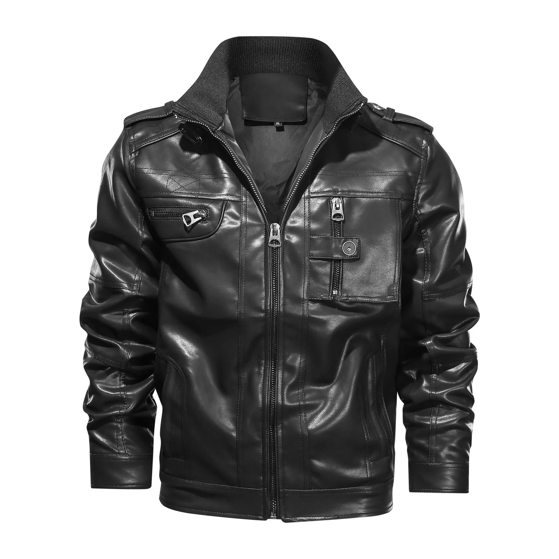 Title 5, Chaqueta de cuero para hombre talla grande cuel...