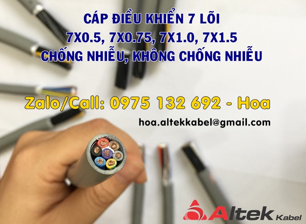 Cáp điều khiển 7x1.0, cáp tín hiệu 7x1.0 chất lượng cho dự án công trì