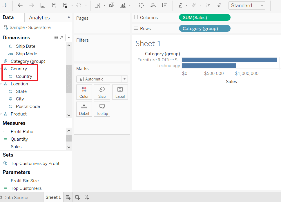 Tableau Build Hierarchy